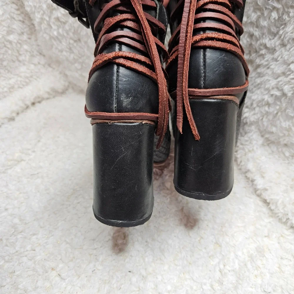 Freebird by Steven Jillian Leather Block Heel Pumps sz 10